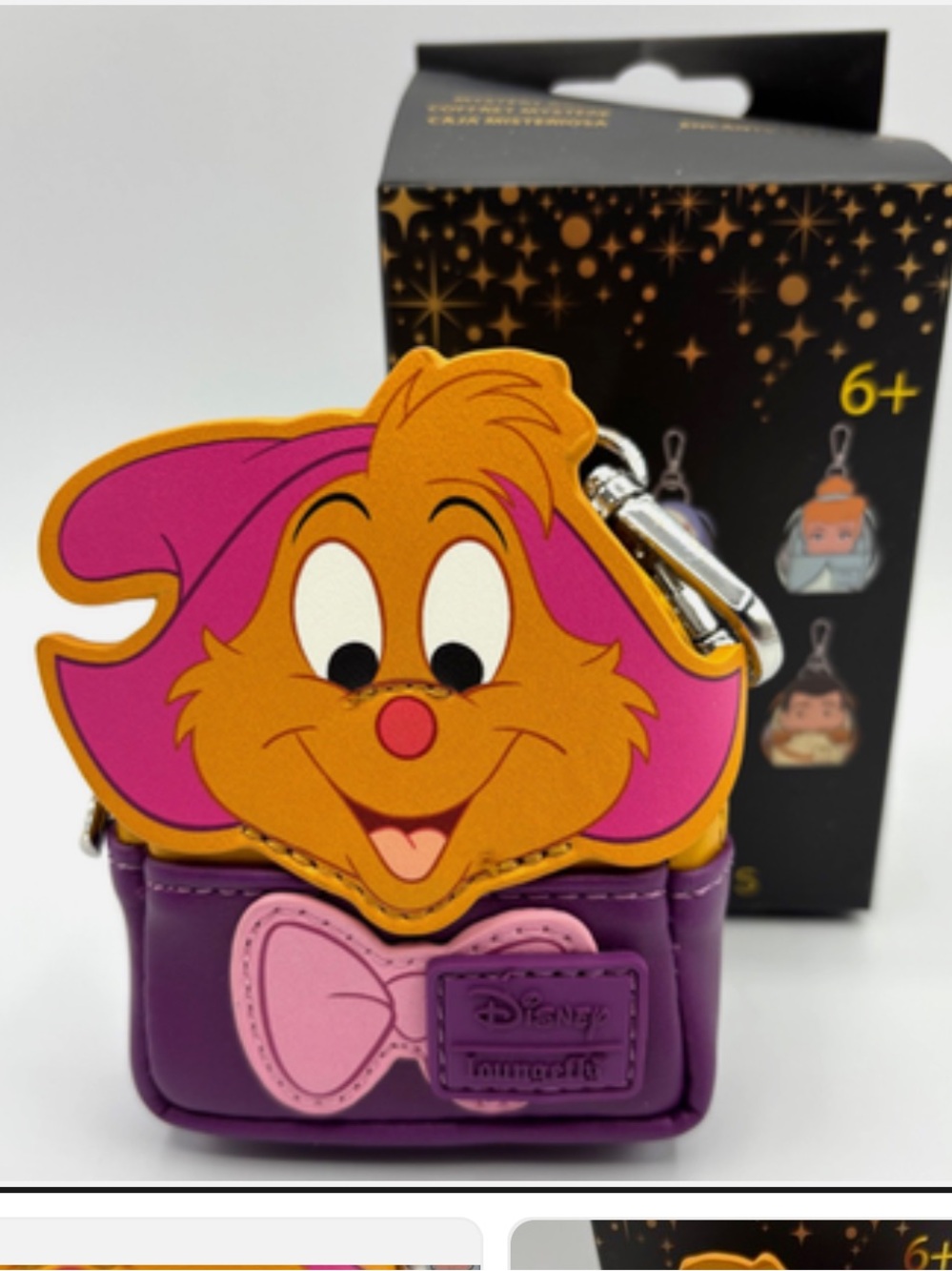 Disney Kids Purple Pink Cinderella  Keychain Pouch